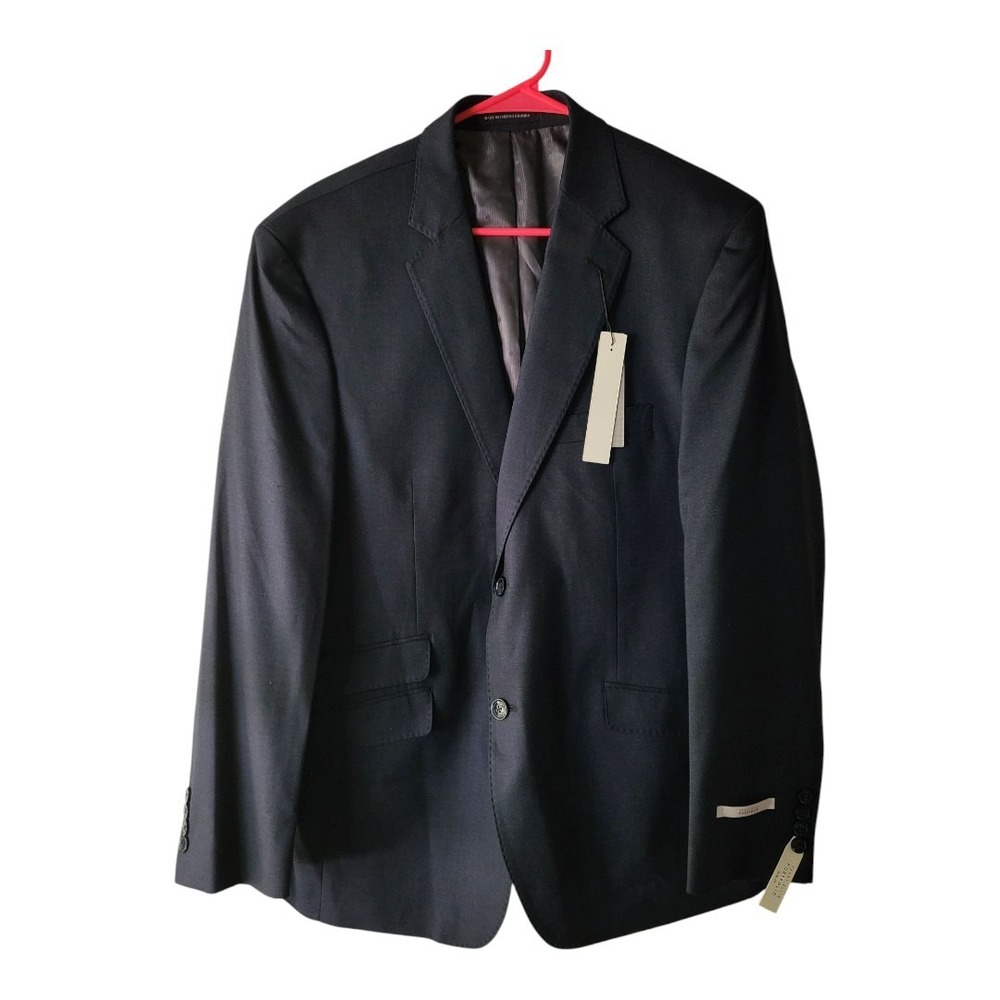 Perry Ellis Portfolio Slim Fit Dk Bl Solid Two Button Separate Suite Blazer 43R